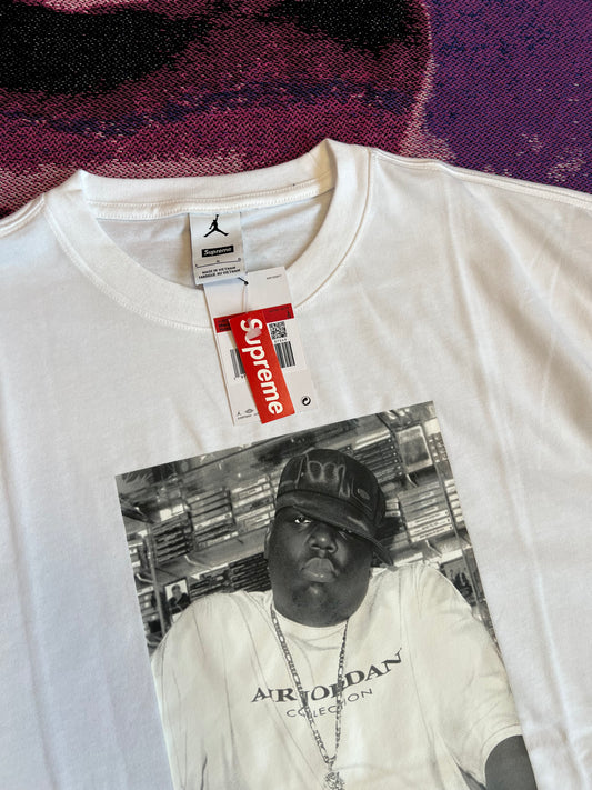 Supreme X Jordan Biggie T-Shirt White