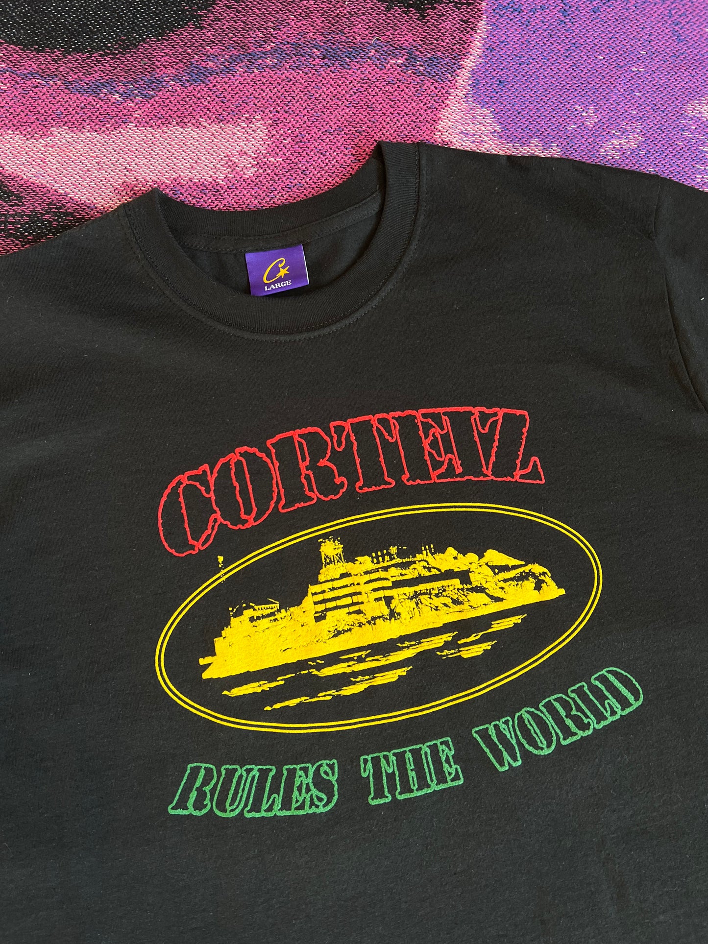 Corteiz Rules The World Rasta T-Shirt Black