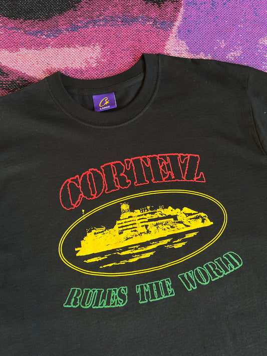 Corteiz Rules The World Rasta T-Shirt Black
