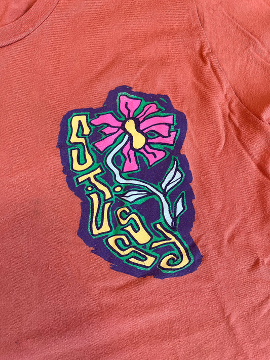 Vintage Stussy Flower Print T-Shirt Orange
