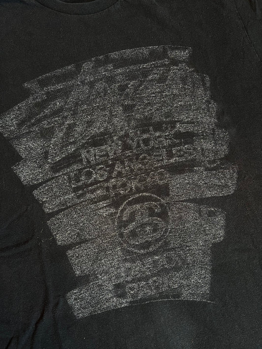 Vintage Stussy Front Design T-Shirt Black