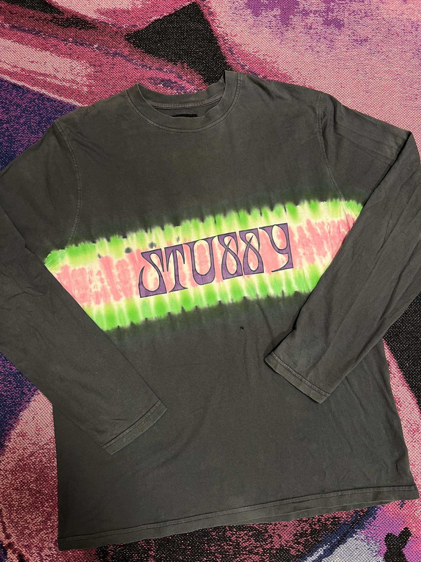 Vintage Stussy Tie-Dye Longsleeve Black