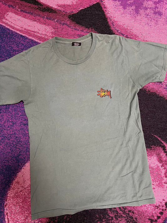 Vintage Stussy 8Ball Flame T-Shirt Grey