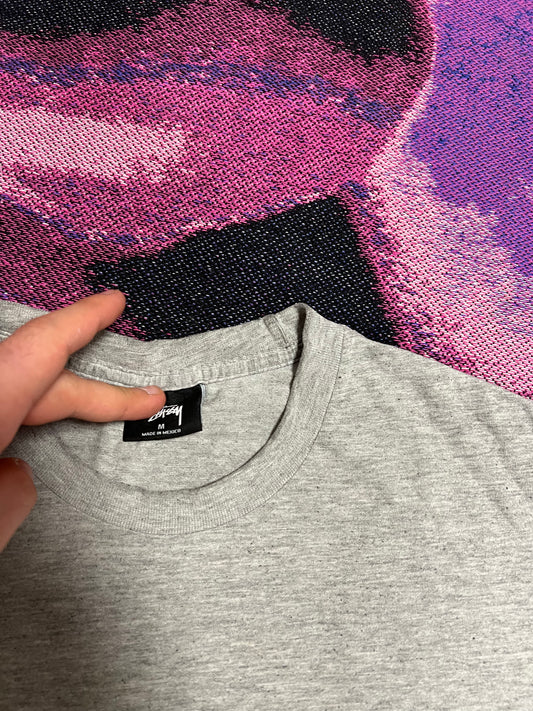 Vintage Stussy Ace Small Logo T-Shirt Grey