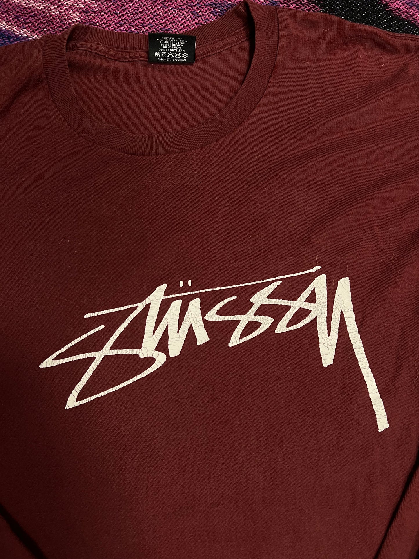 Vintage Stussy Basic Logo Longsleeve Red