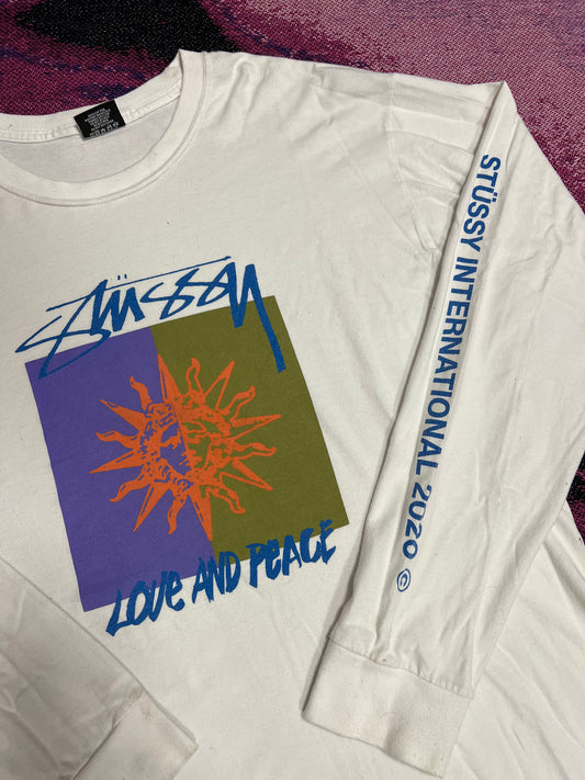 Vintage Stussy Chest Print Longsleeve White
