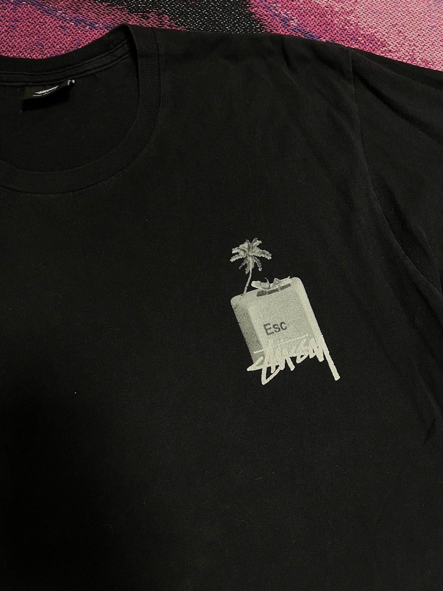 Vintage Stussy Palm Print T-Shirt Black