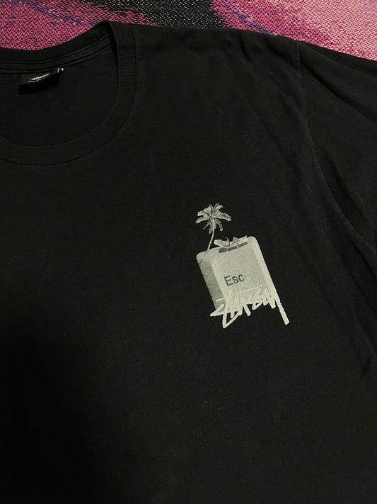 Vintage Stussy Palm Print T-Shirt Black
