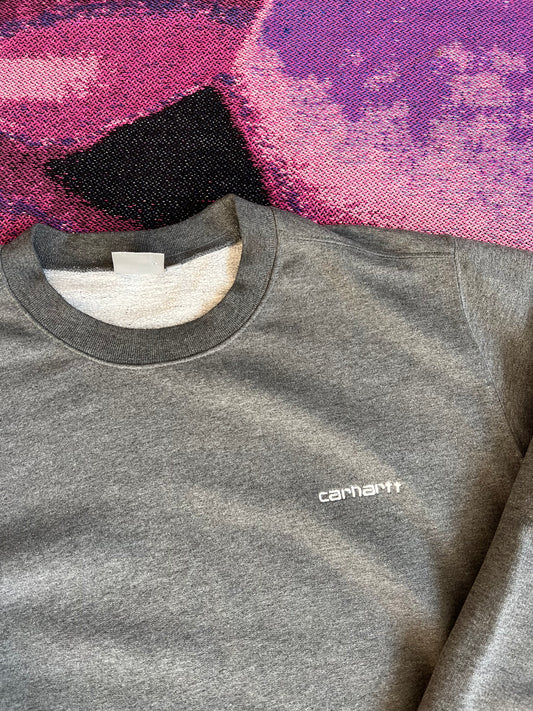 Carhartt Script Logo Small Crewneck Grey