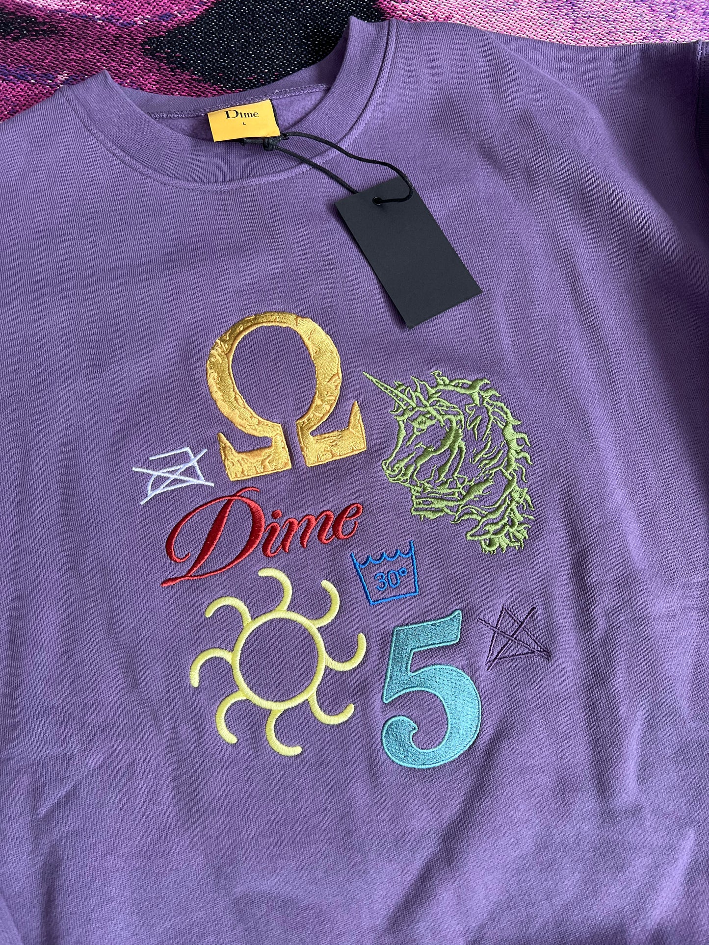 Dime Logo Chest Embroidered Crewneck Purple