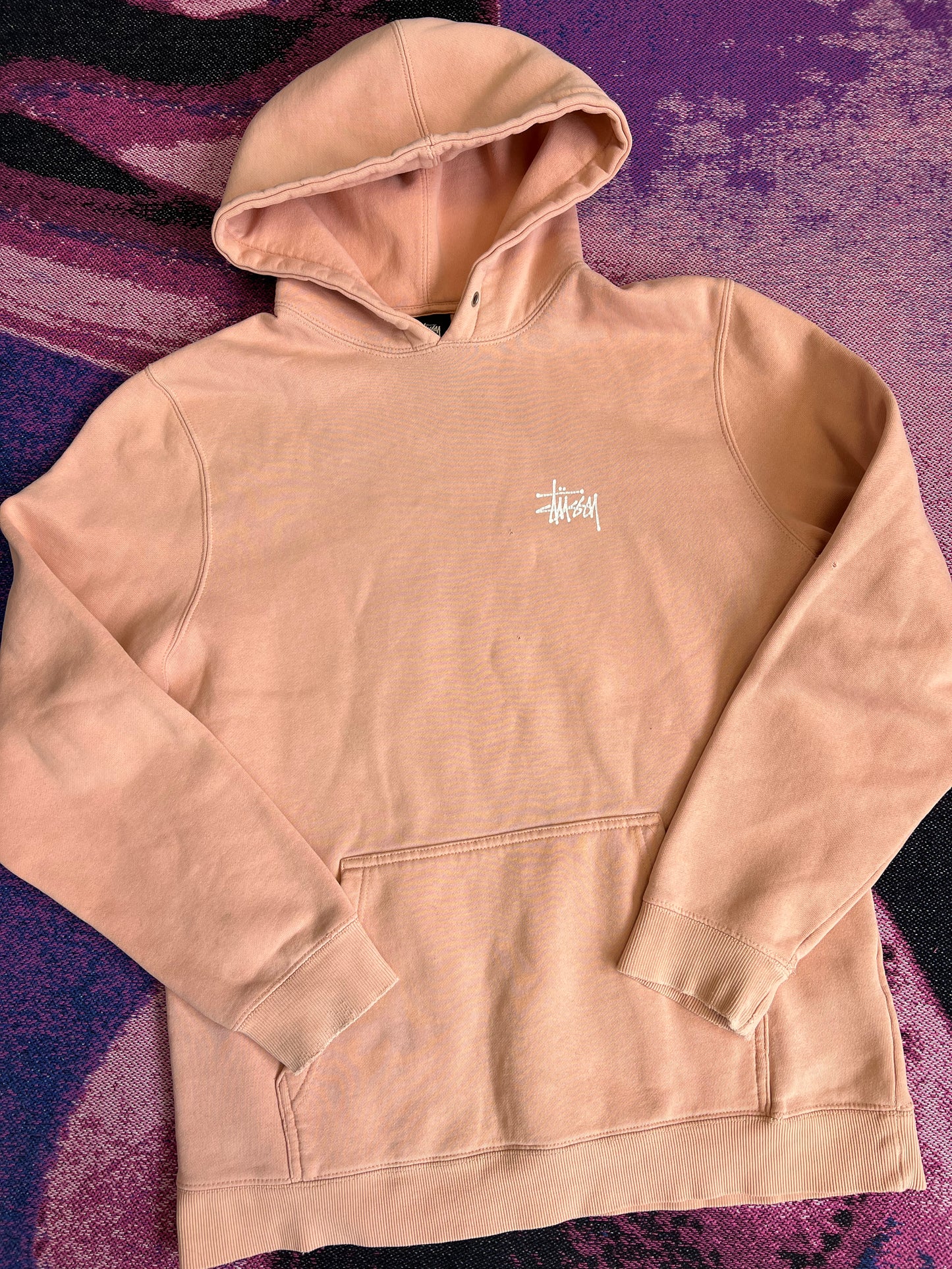 Stussy Back Logo Print Hoodie Peach