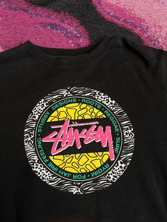 Stussy Rasta Print Crewneck Black S