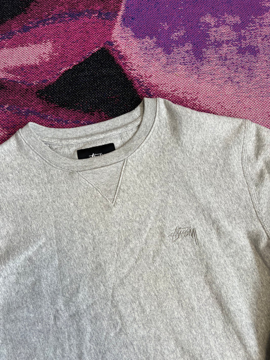 Stussy Stock Logo Crewneck Grey