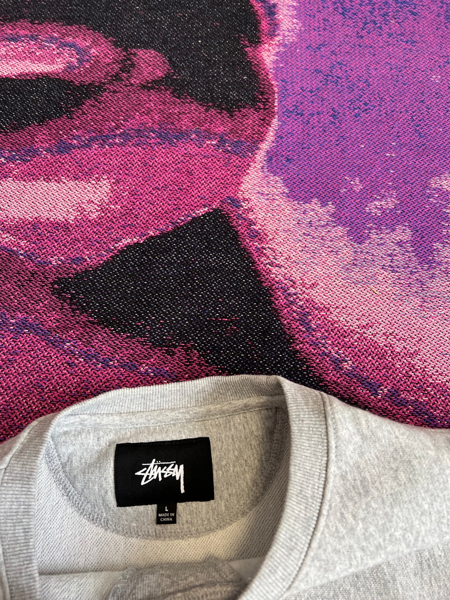 Stussy Stock Logo Crewneck Grey