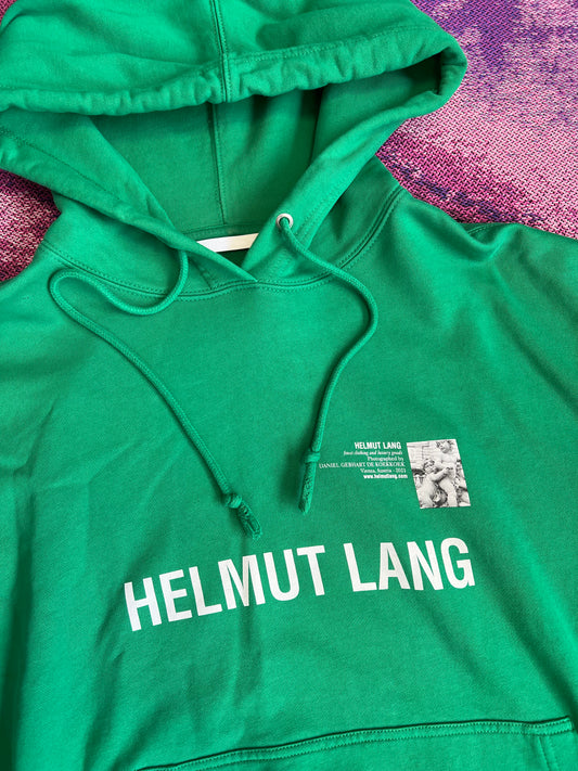 Helmut Lang Back Print Hoodie Green