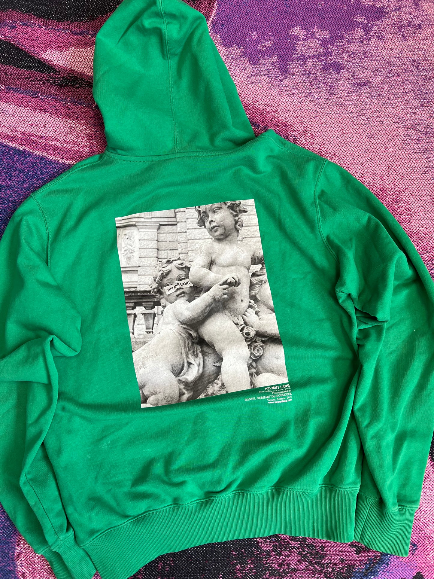 Helmut Lang Back Print Hoodie Green