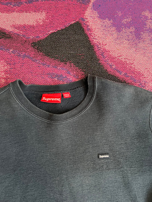 Supreme Small Box Logo Black Crewneck Navy