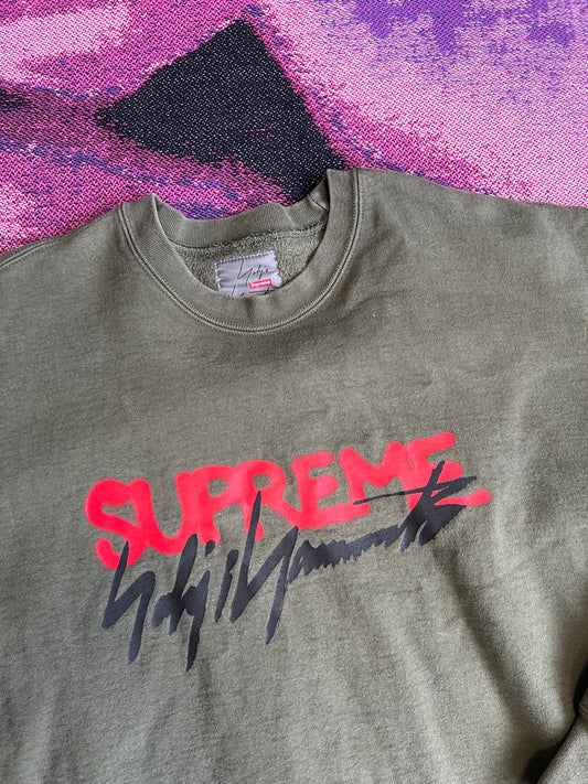 Supreme Y-3 Chest Print Crewneck Khaki