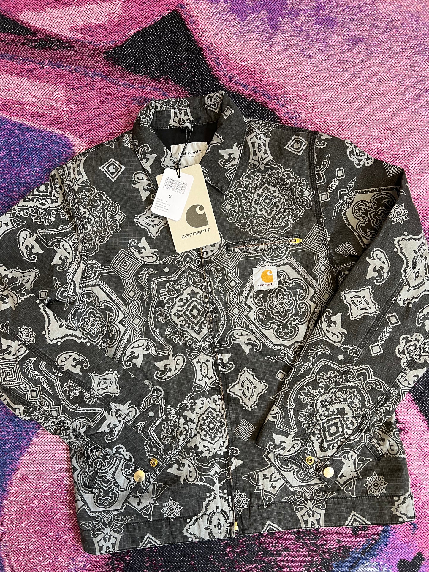 Carhartt WIP Detroit Jacket Bandana Print Black