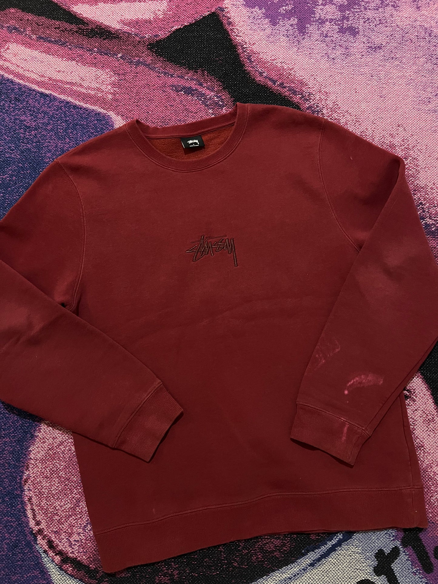Stussy Tag Logo Crewneck Red