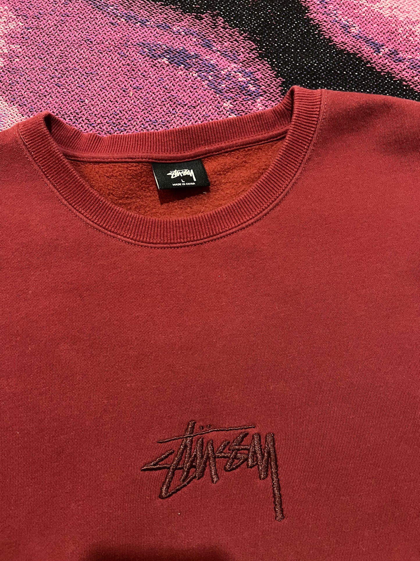 Stussy Tag Logo Crewneck Red