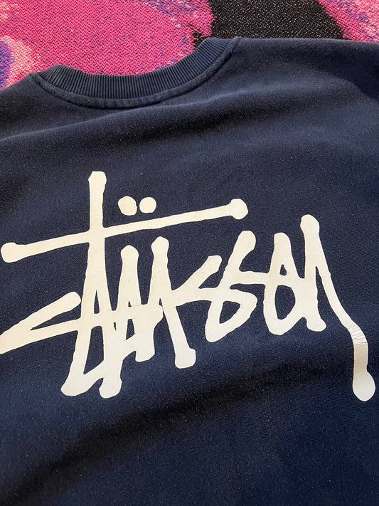Stussy Logo Tag Crewneck Navy