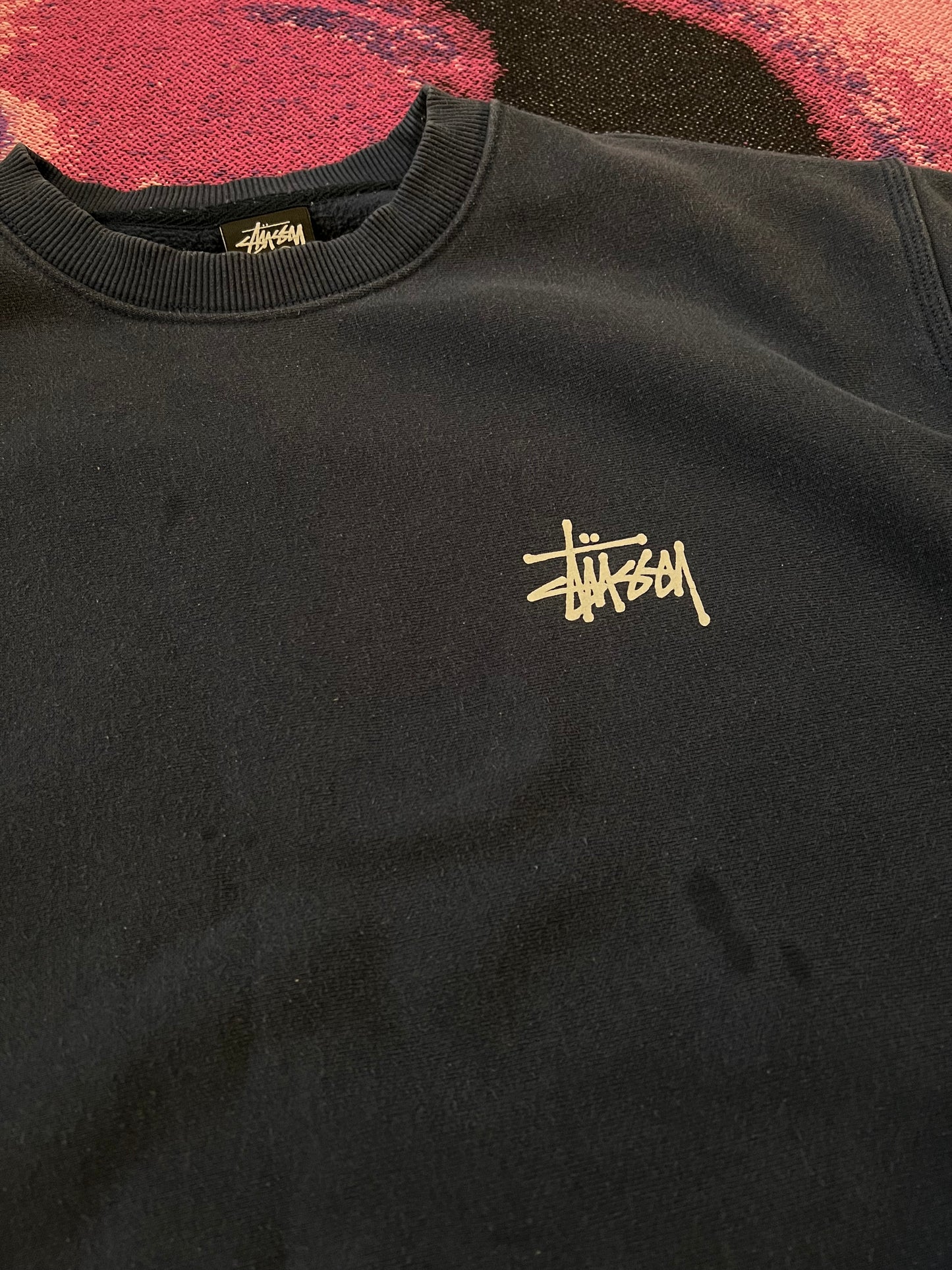 Stussy Logo Tag Crewneck Navy