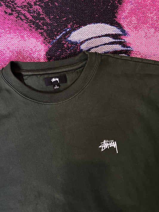 Stussy Tag Logo Small Crewneck Green