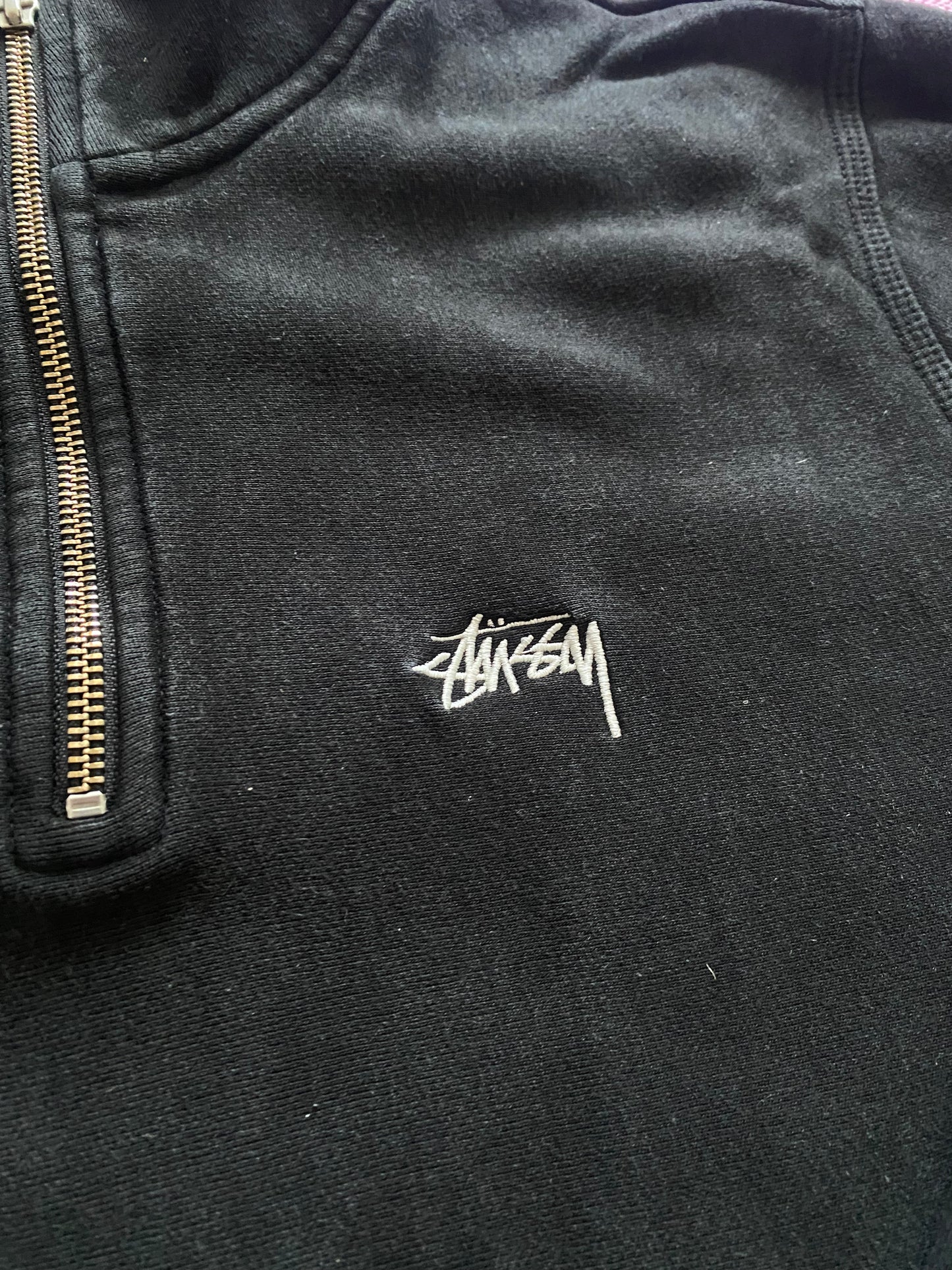 Stussy 1/4 Zip Up Sweatshirt Black