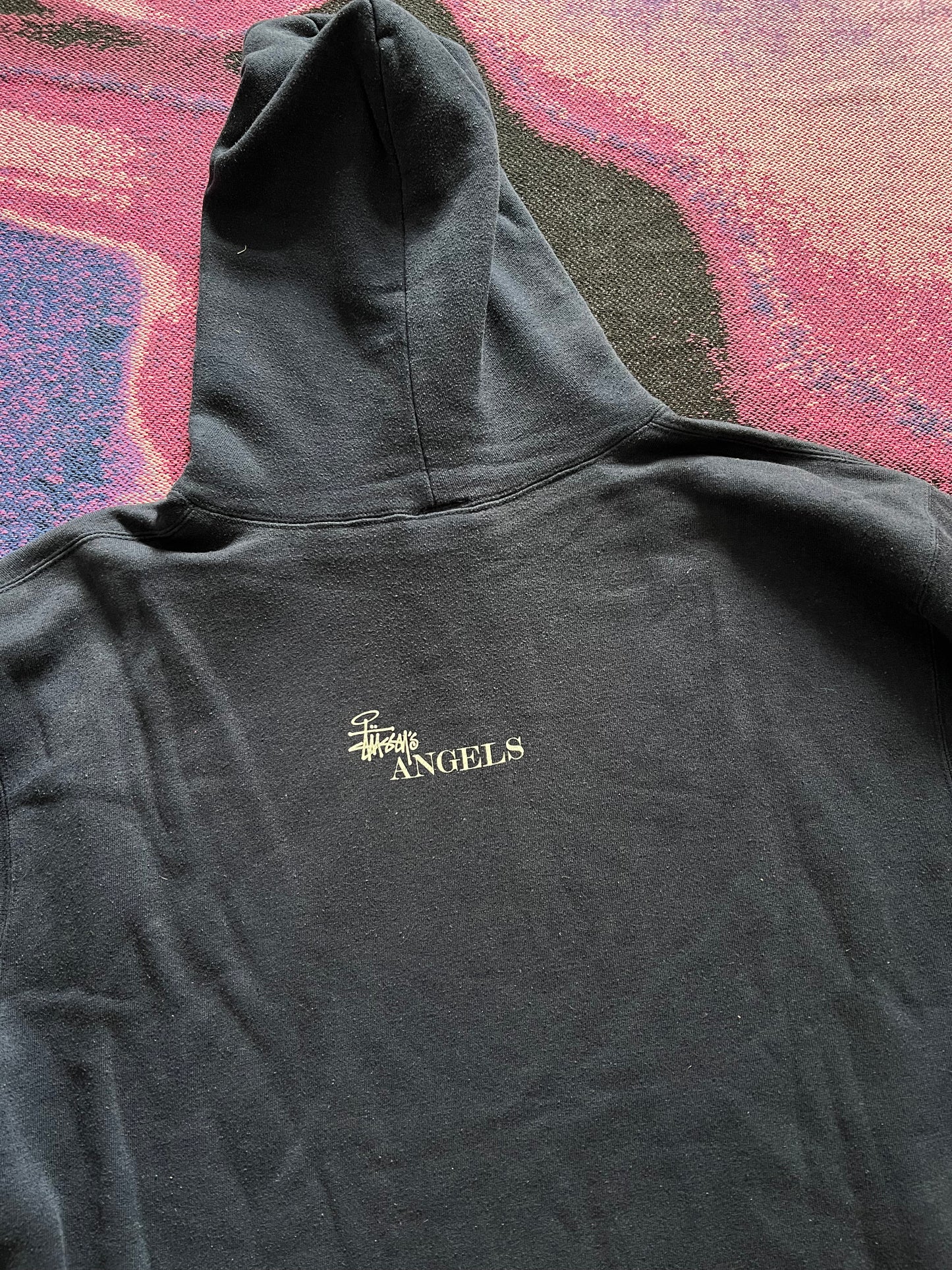 Vintage Stussy 90's Angels Hoodie Blue