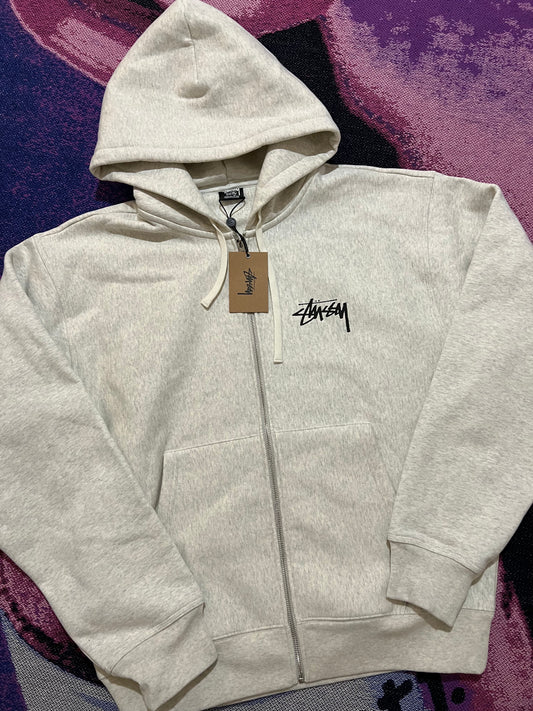 Stussy Crown Zip Up Hoodie Grey