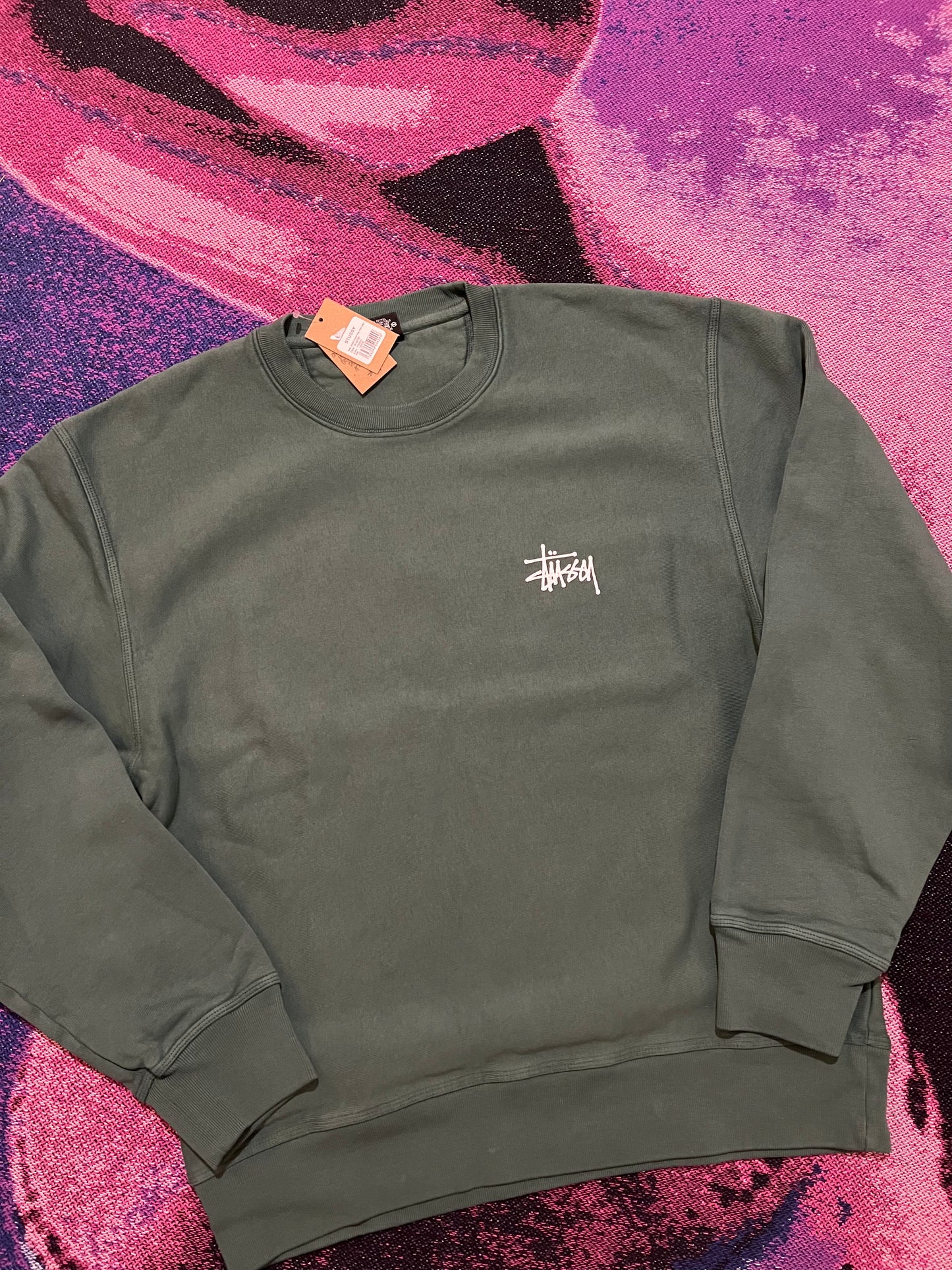 Stussy Basic Logo Crewneck Green