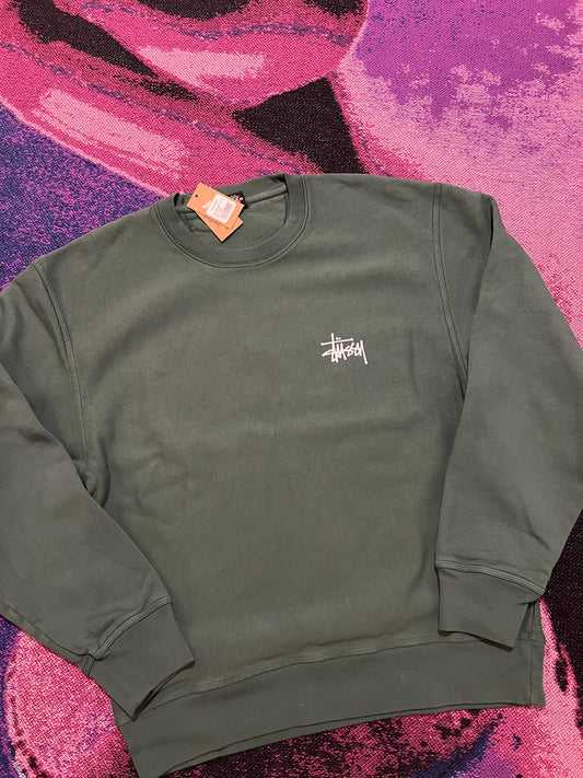 Stussy Basic Logo Crewneck Green