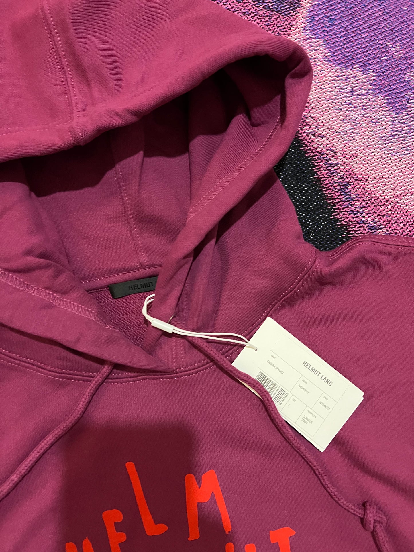 Helmut Lang Cowboy Graphic Capsule Hoodie Raspberry