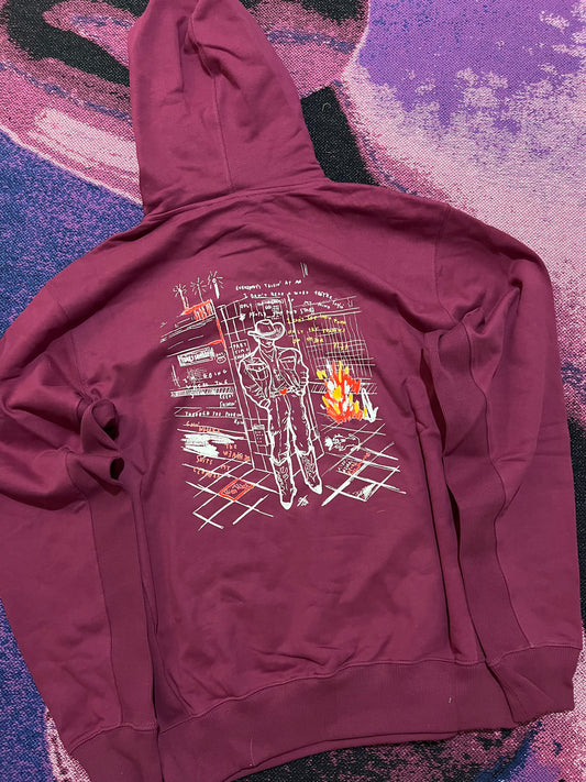 Helmut Lang Cowboy Graphic Capsule Hoodie Raspberry