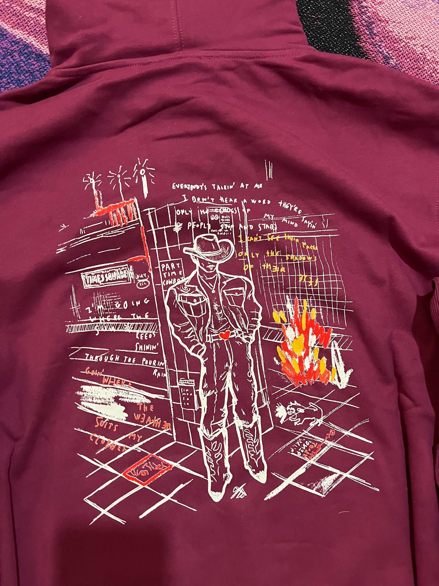 Helmut Lang Cowboy Graphic Capsule Hoodie Raspberry