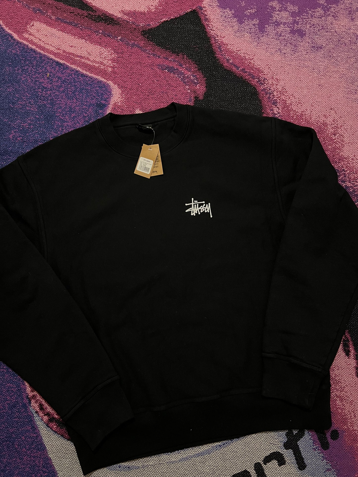 Stussy Basic Logo Crewneck Black