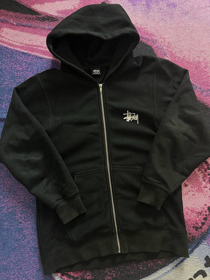 Stussy Tag Logo Zip Up Hoodie Black