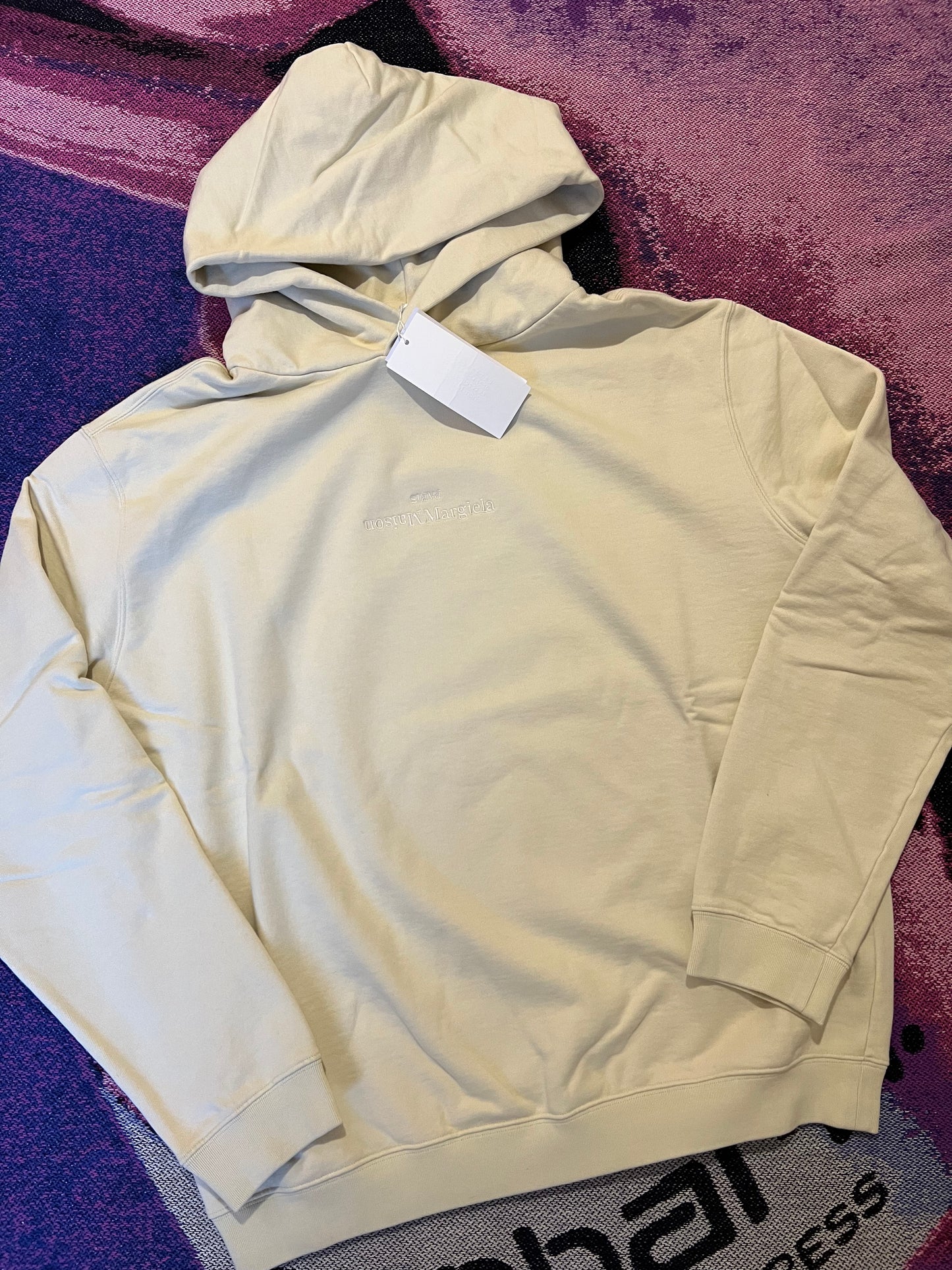 Maison Margiela Upside Down Logo Hoodie Beige