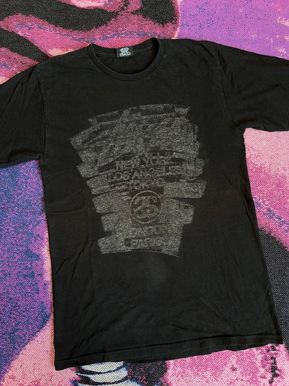 Vintage Stussy Front Design T-Shirt Black