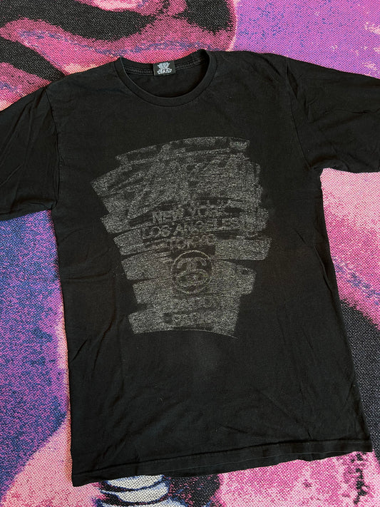 Vintage Stussy Front Design T-Shirt Black