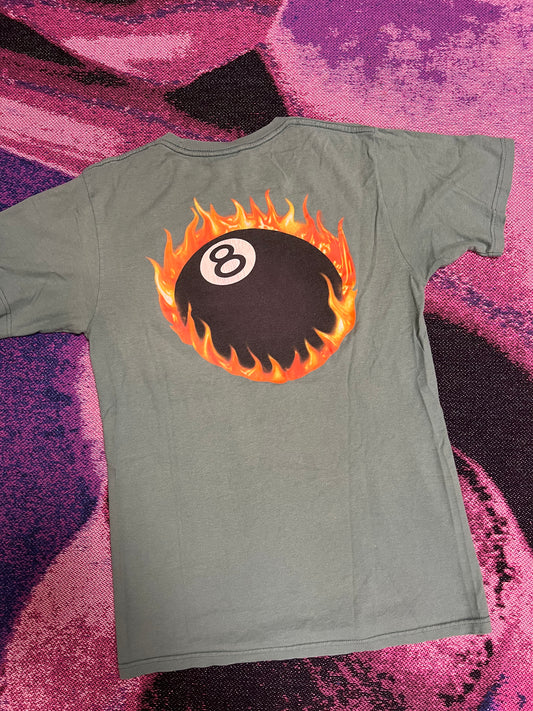 Vintage Stussy 8Ball Flame T-Shirt Grey