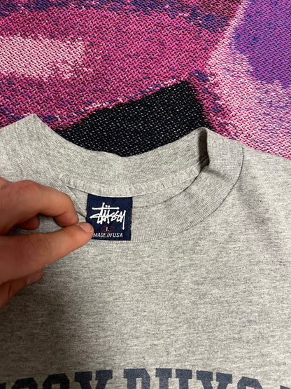 Vintage Stussy Football Print T-Shirt Grey