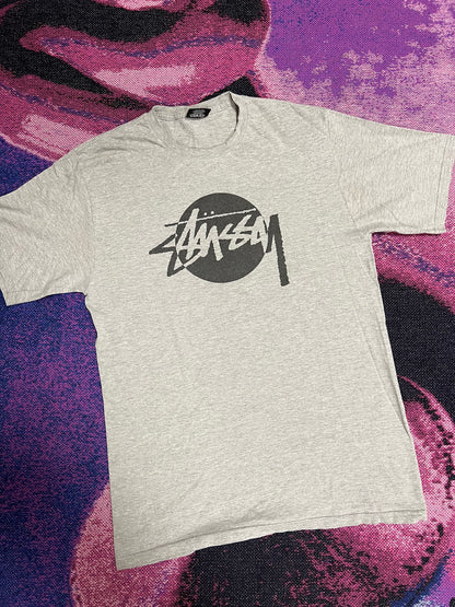 Vintage Stussy Circle Logo T-Shirt Grey