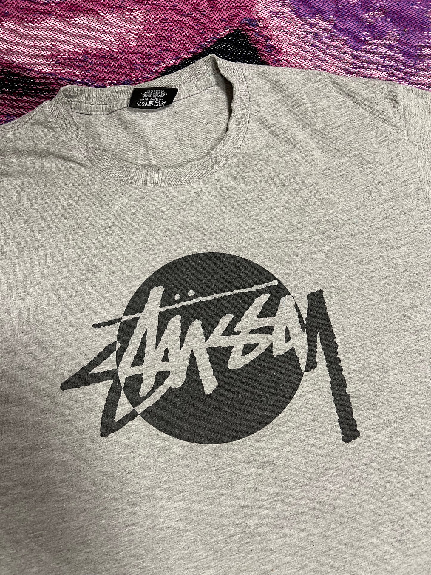 Vintage Stussy Circle Logo T-Shirt Grey