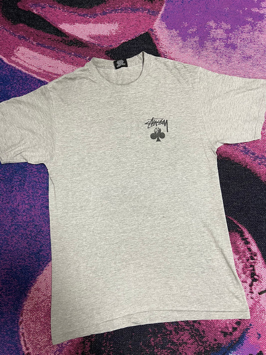 Vintage Stussy Ace Small Logo T-Shirt Grey