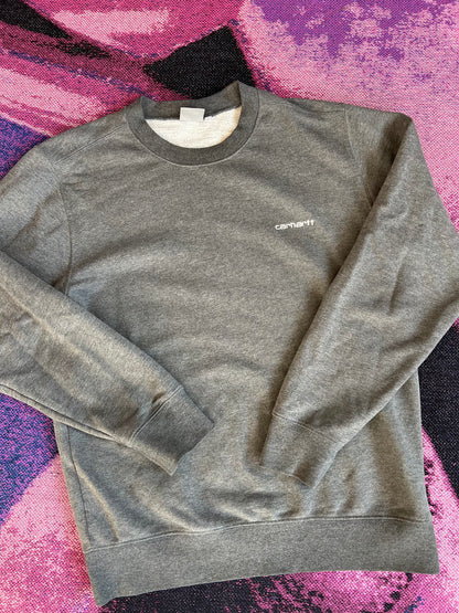 Carhartt Script Logo Small Crewneck Grey