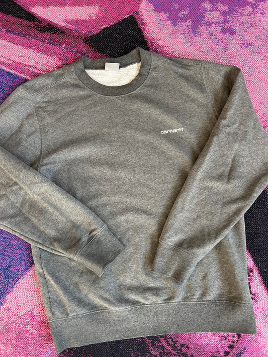 Carhartt Script Logo Small Crewneck Grey