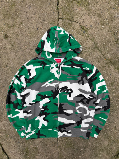 Supreme Small Box Logo Zip Up Hoodie Camo Green