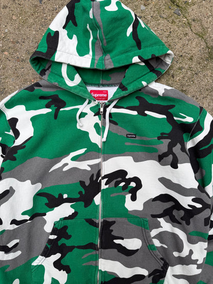 Supreme Small Box Logo Zip Up Hoodie Camo Green